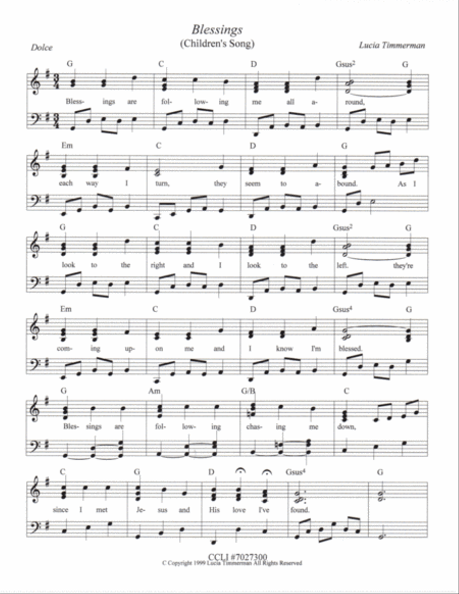 Blessings (Children's Song) Piano Solo scores gallery preview page 1