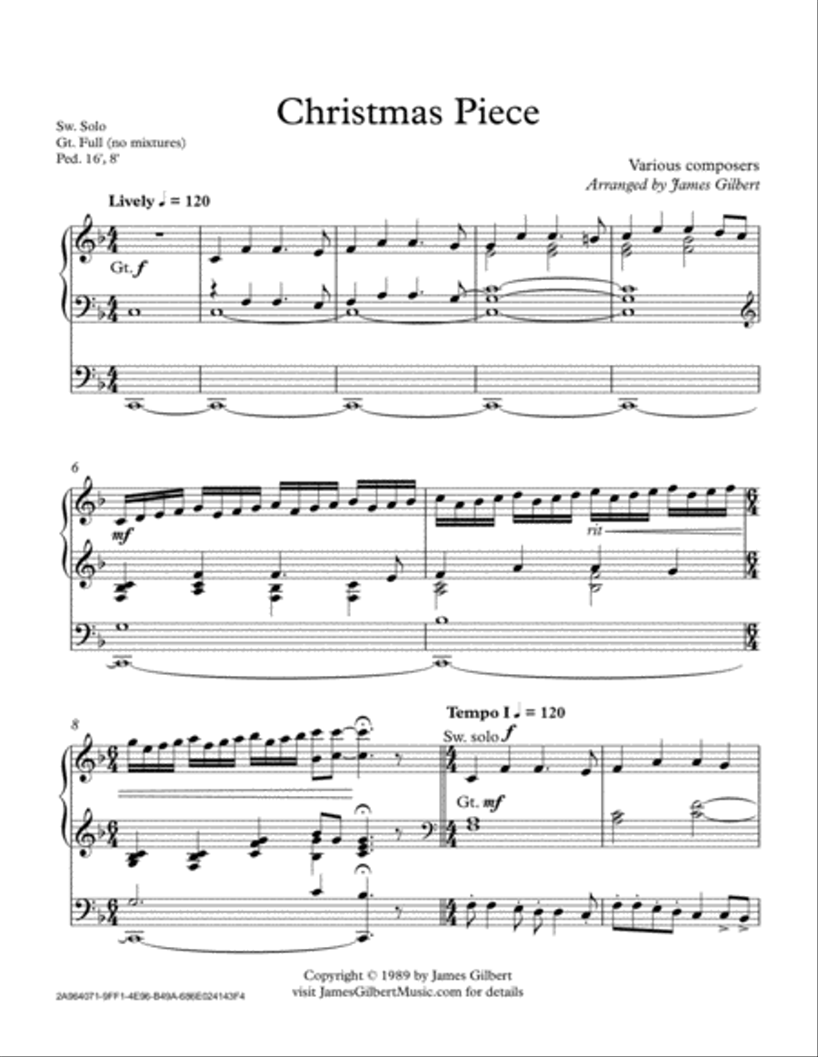 Christmas Piece Organ Solo scores gallery preview page 1