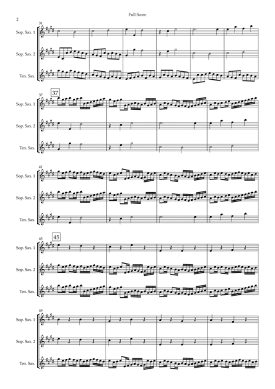 Canon in D Major (Johann Pachelbel) for Saxophone Trio Woodwind Trio scores gallery preview page 2