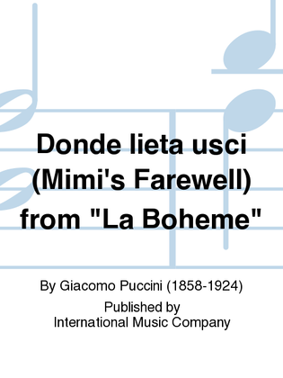 Book cover for Donde Lieta Usci (Mimi'S Farewell) From La Boheme (I. & E.) (S.)