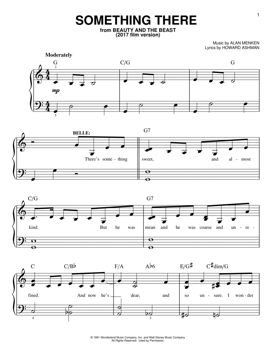 Something There (from Beauty And The Beast) (2017) Easy Piano scores gallery preview page 1