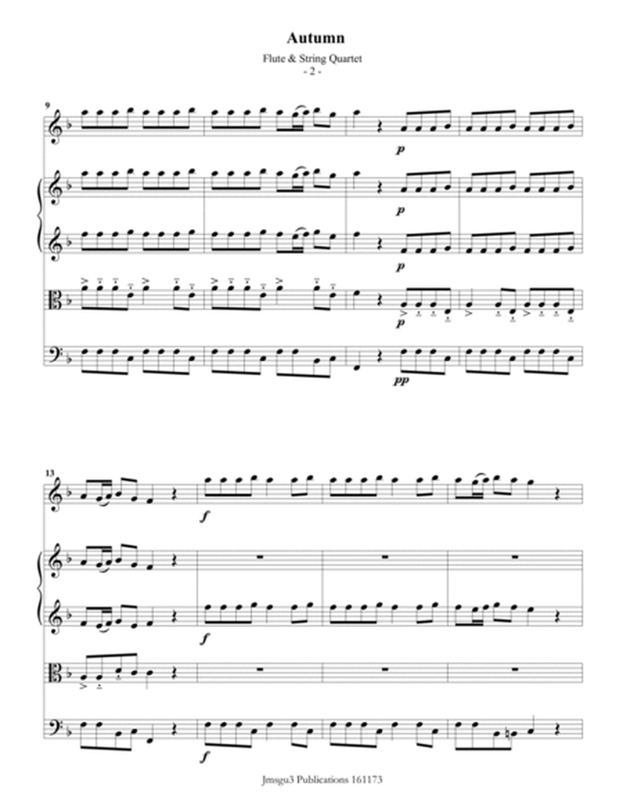 Vivaldi: Autumn from the Four Seasons for Flute & String Quartet image number null