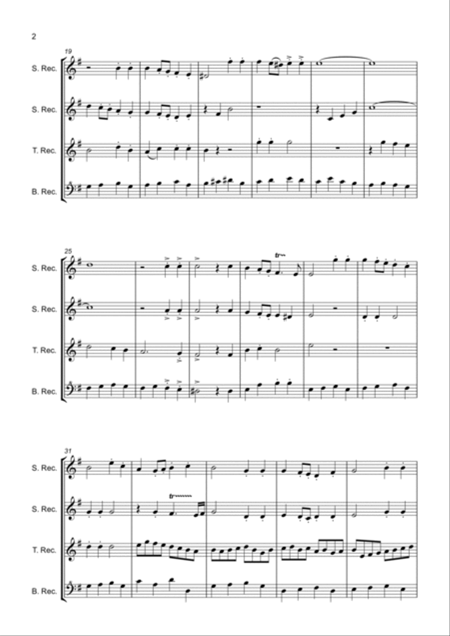 Recorder Quartet Sonata 1 mov II Allegro Recorder scores gallery preview page 2