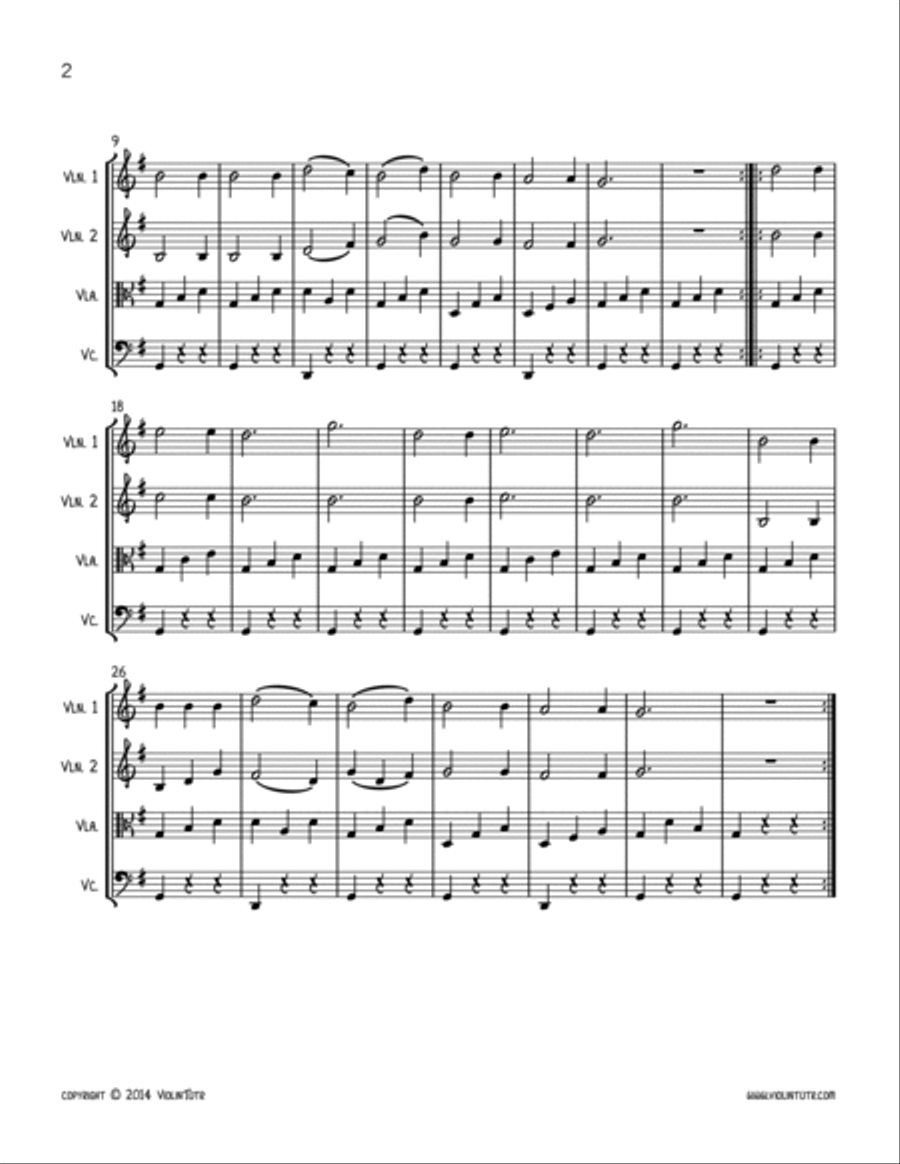C. CZERNY : Stately Picnic, an easy string quartet String Quartet scores gallery preview page 2