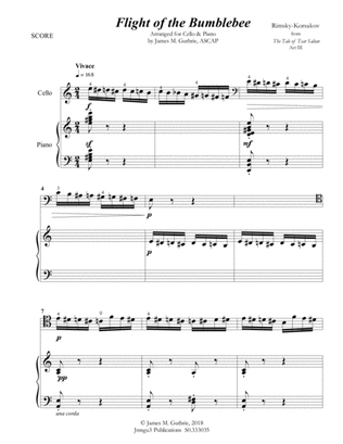 Book cover for Korsakov: Flight of the Bumblebee for Cello & Piano
