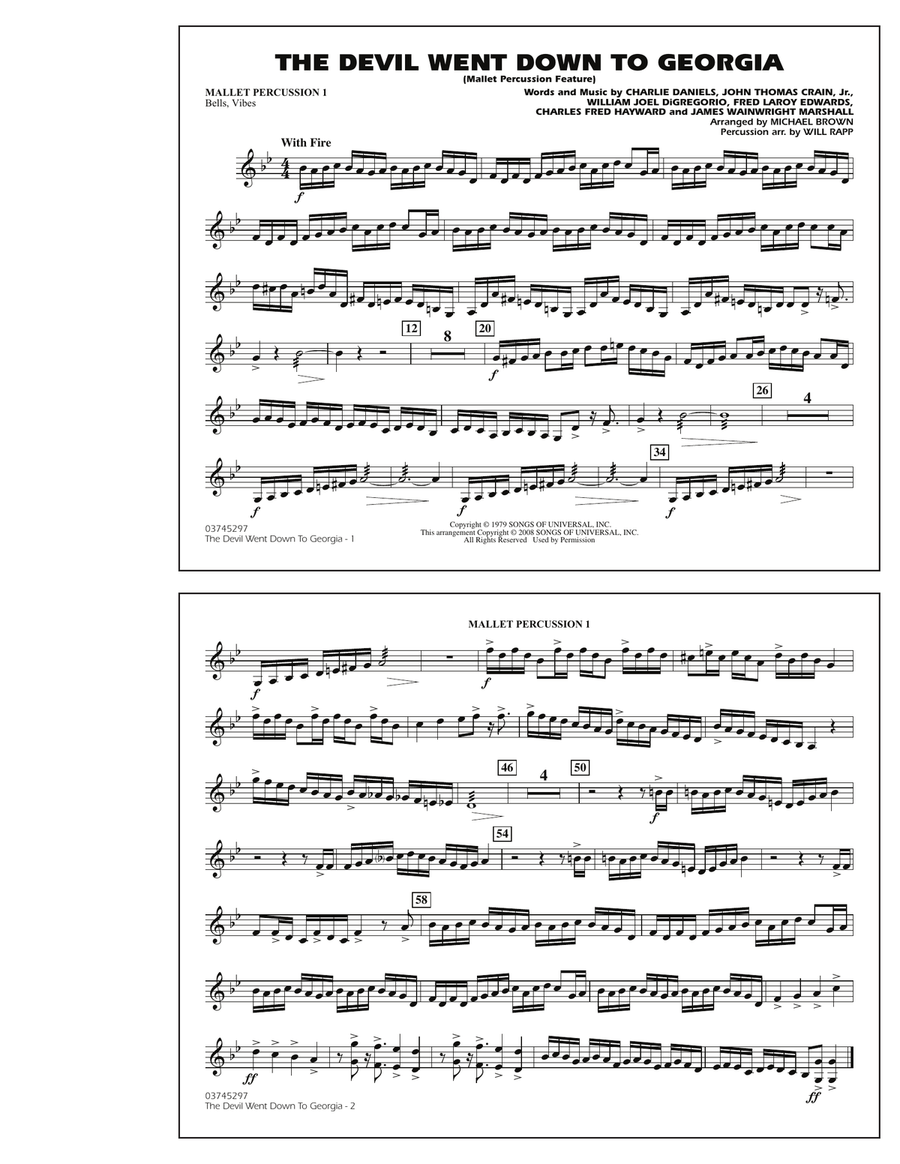 The Devil Went Down to Georgia - Mallet Percussion 1 Marching Band scores gallery preview page 1