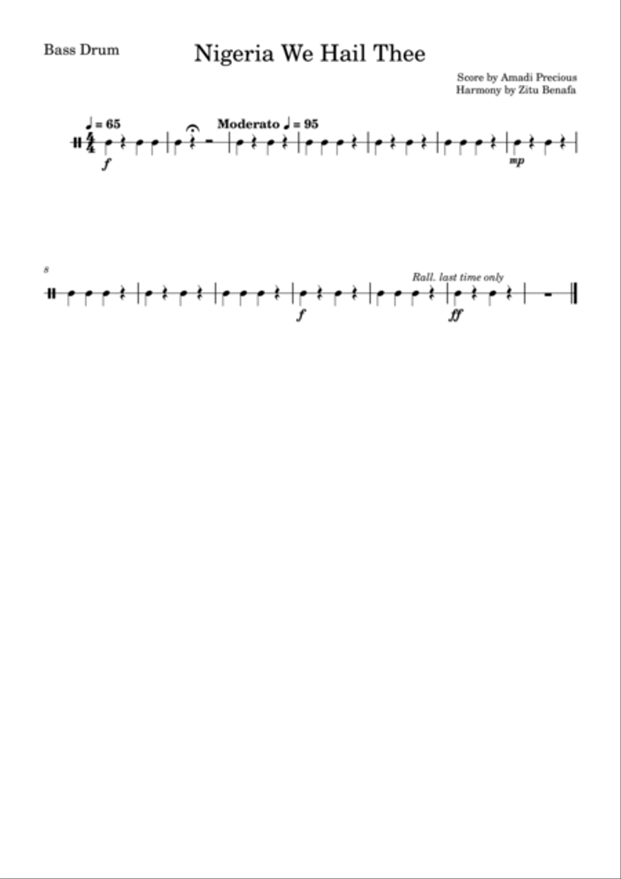 Nigeria We Hail Thee (Nigeria's National Anthem) Marching Band scores gallery preview page 2