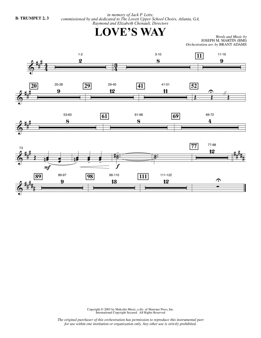 Love's Way - Bb Trumpet 2,3 Choir scores gallery preview page 1