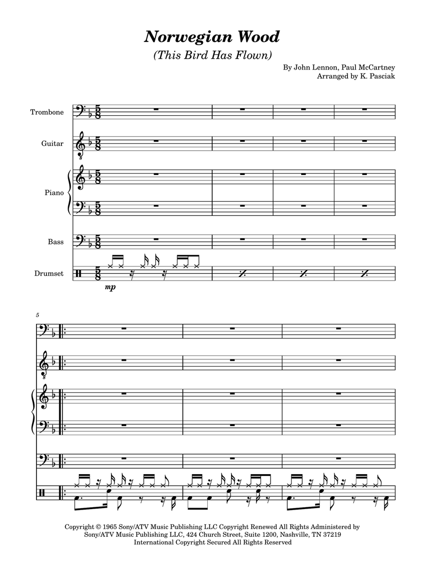 Norwegian Wood (this Bird Has Flown) Jazz Ensemble scores gallery preview page 2