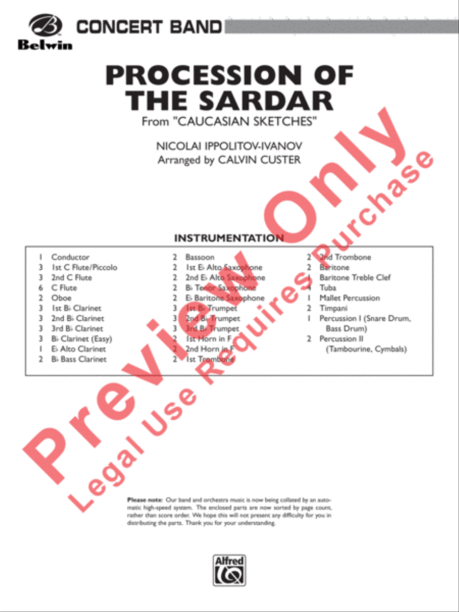 Procession of the Sardar (from Caucasian Sketches) Concert Band scores gallery preview page 2