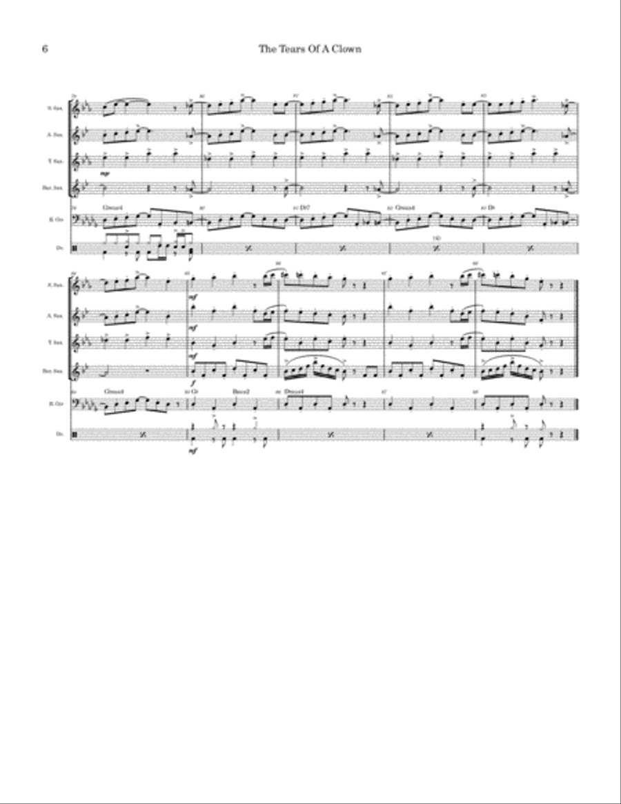 The Tears Of A Clown Saxophone Quartet scores gallery preview page 6