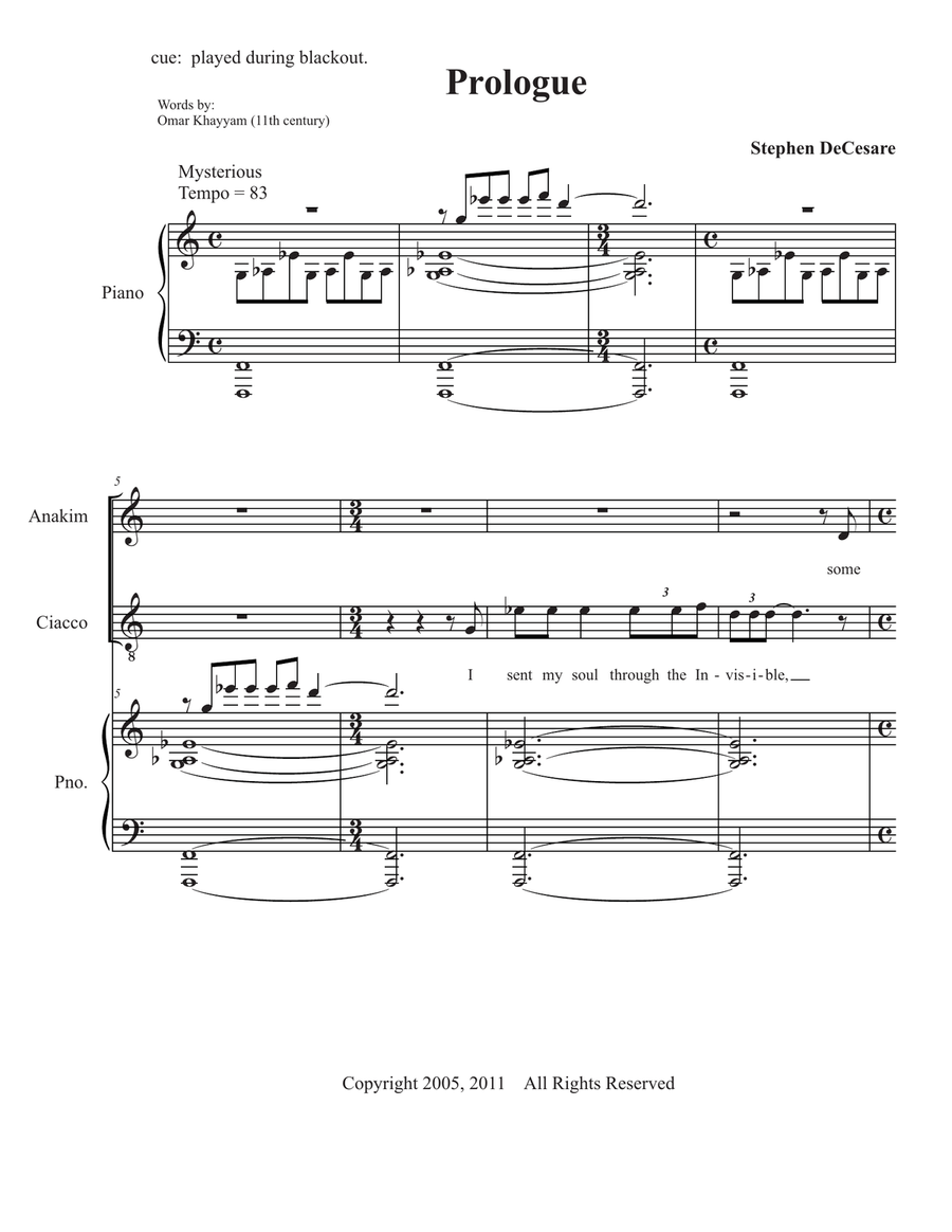 The Picture Of Dorian Gray: the musical (Piano/Vocal Score) - part 1 image number null