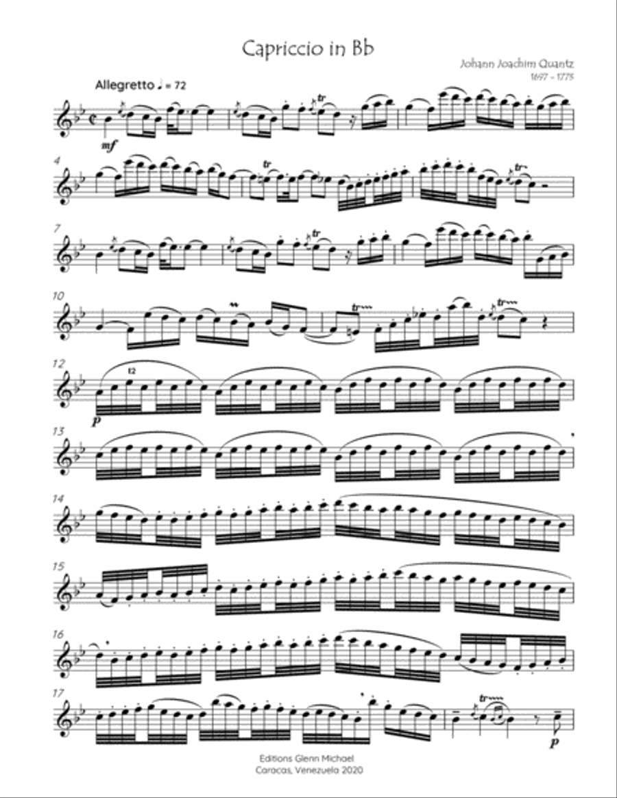 Quantz Capriccio in Bb for solo flute Flute Solo scores gallery preview page 2
