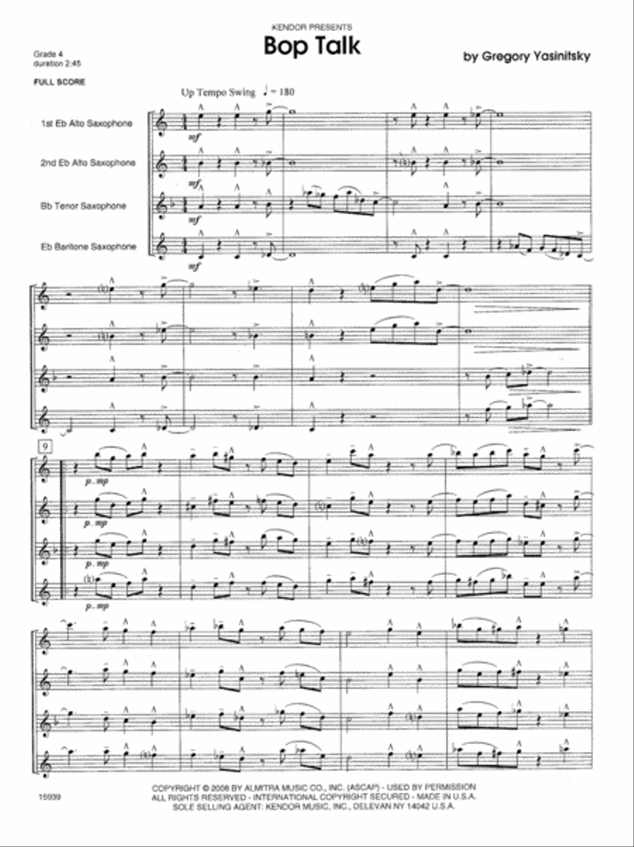 Bop Talk Saxophone Quartet scores gallery preview page 2