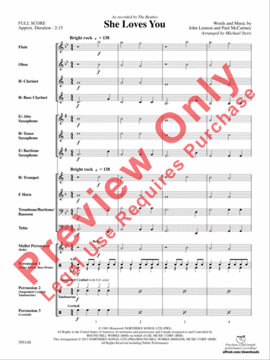 She Loves You Concert Band scores gallery preview page 4
