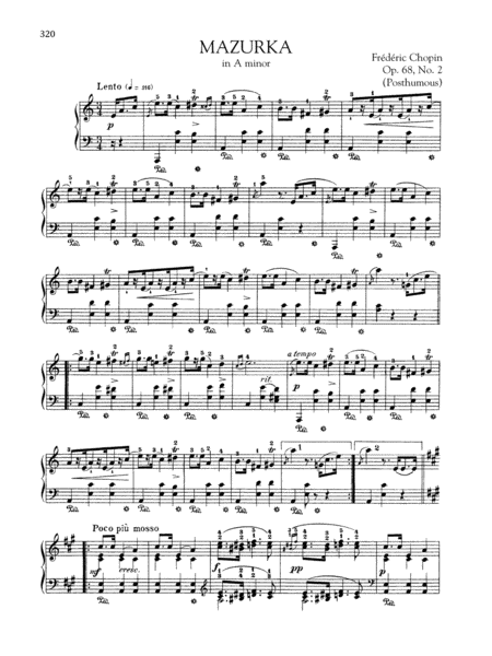 Mazurka in A minor, Op. 68, No. 2 (Posthumous)