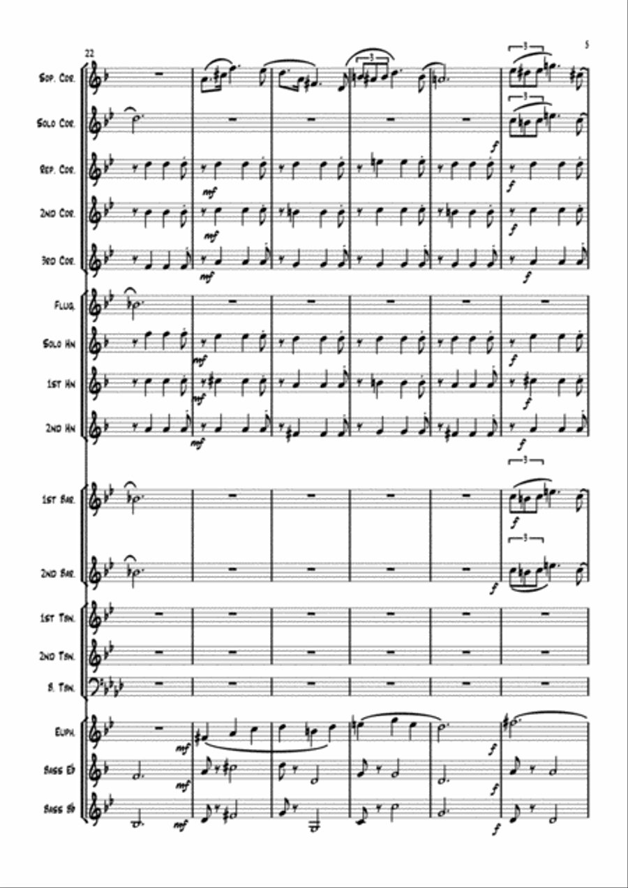 Schubert's Serenade in Dm. For Soprano Eb cornet and brass band. Brass Band scores gallery preview page 5