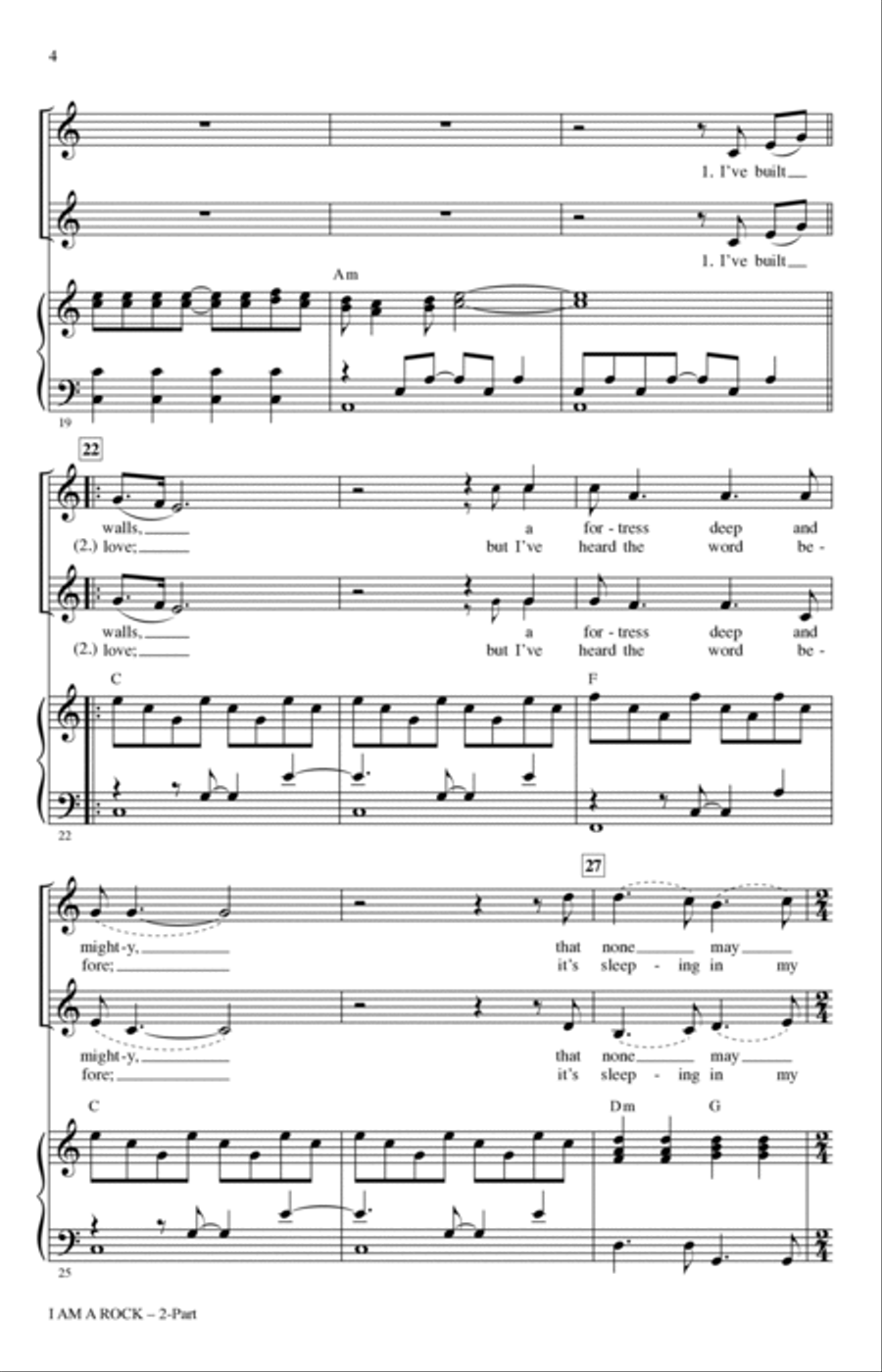 I Am A Rock (arr. Roger Emerson) 2-Part scores gallery preview page 3