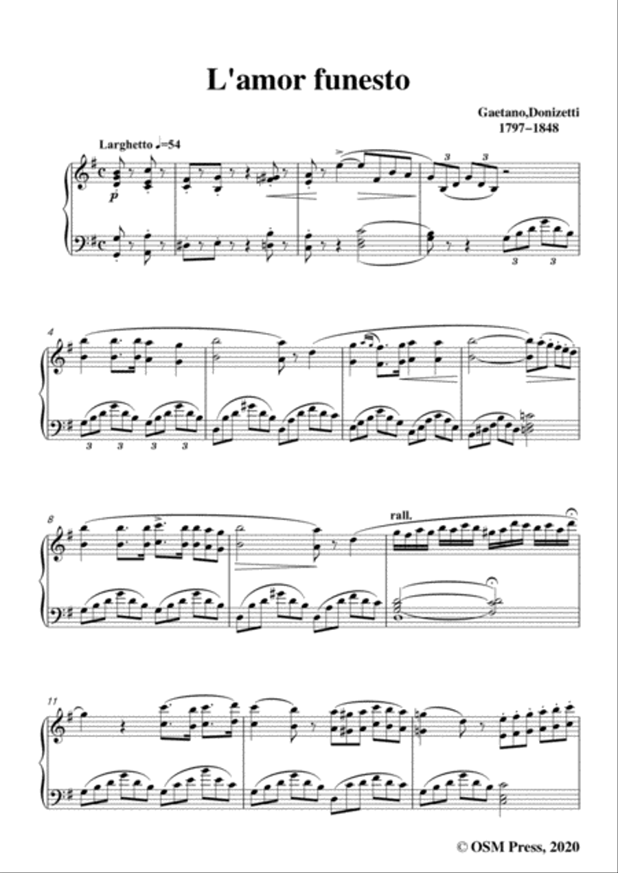 Donizetti-L'amor funesto,in G Major,for Voice and Piano Voice Solo scores gallery preview page 3