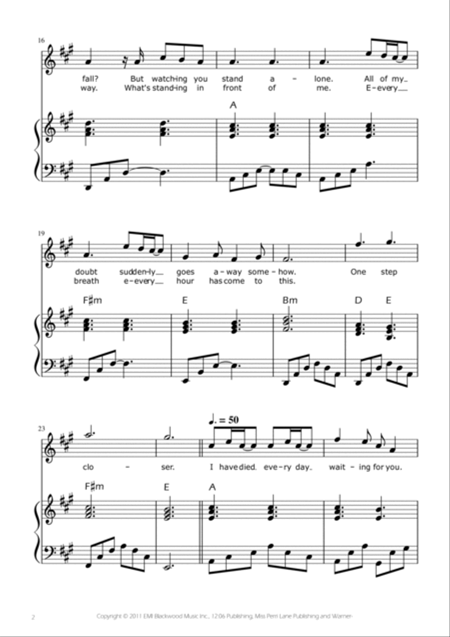 A Thousand Years Piano, Vocal scores gallery preview page 2