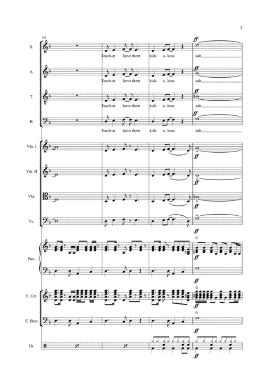 Another Brick In The Wall 4-Part scores gallery preview page 5