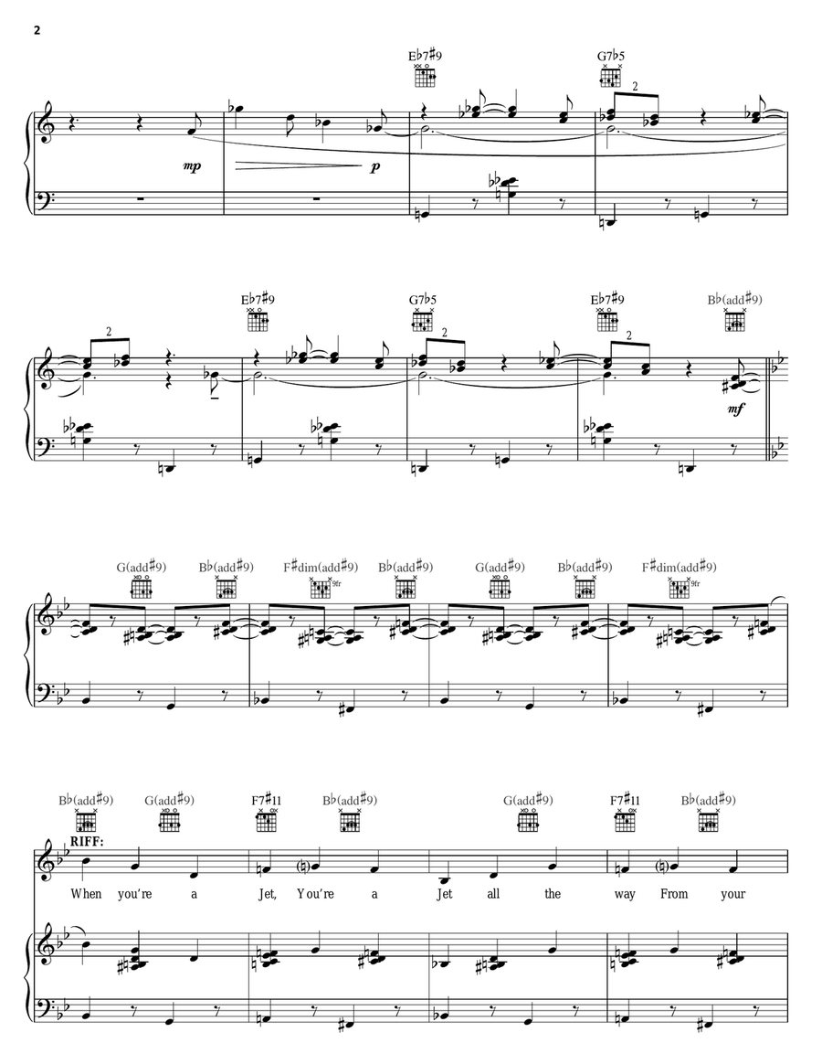 Jet Song (from West Side Story) Piano, Vocal, Guitar scores gallery preview page 2
