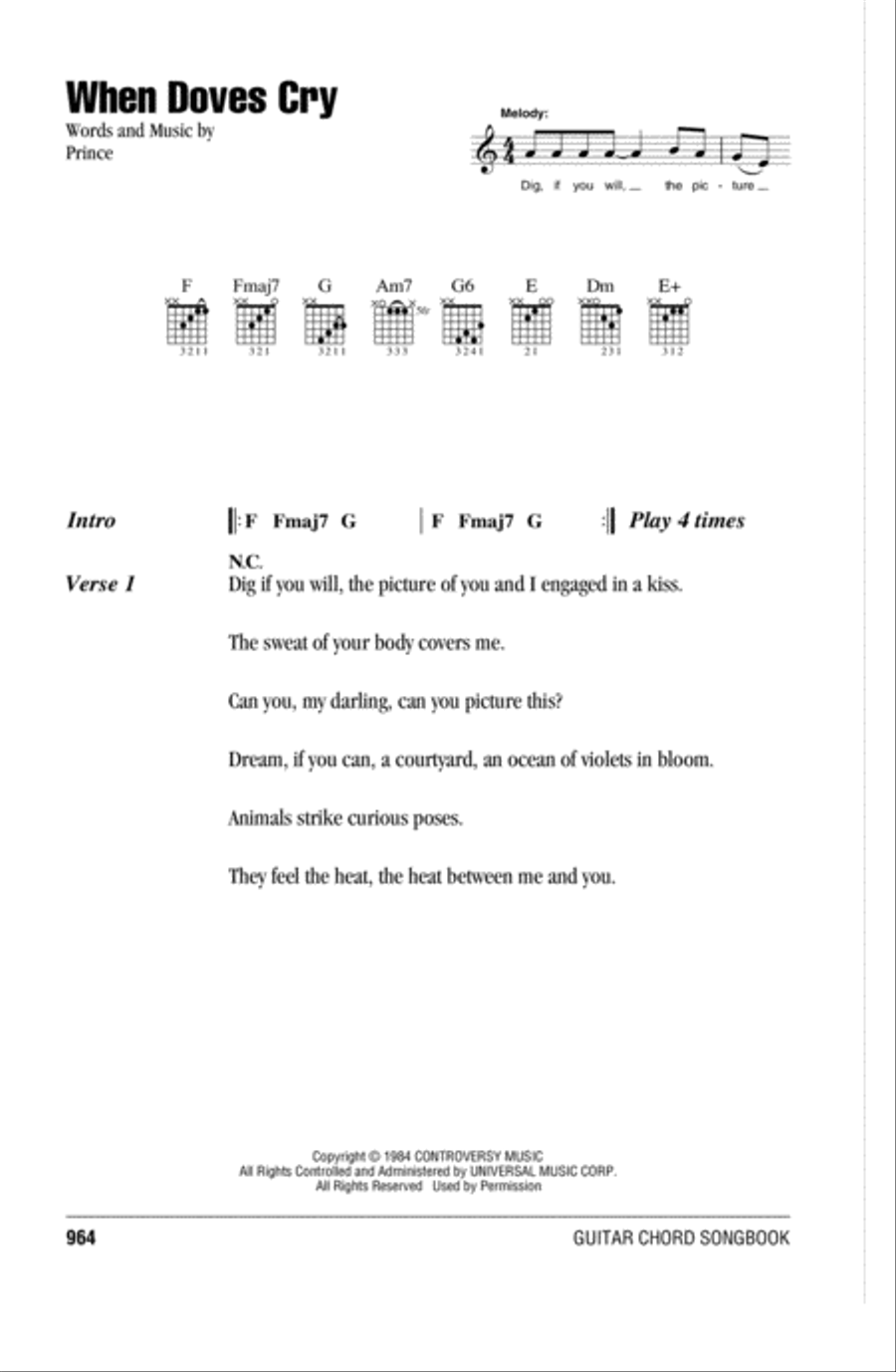 When Doves Cry Acoustic Guitar scores gallery preview page 1