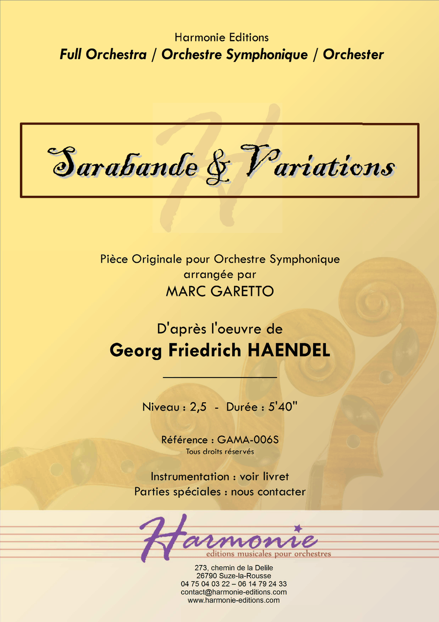 Sarabande & Variations - Georg Friedrich Haendel - Barry Lyndon Soundtrack for Full Orchestra (or St Full Orchestra scores gallery preview page 1
