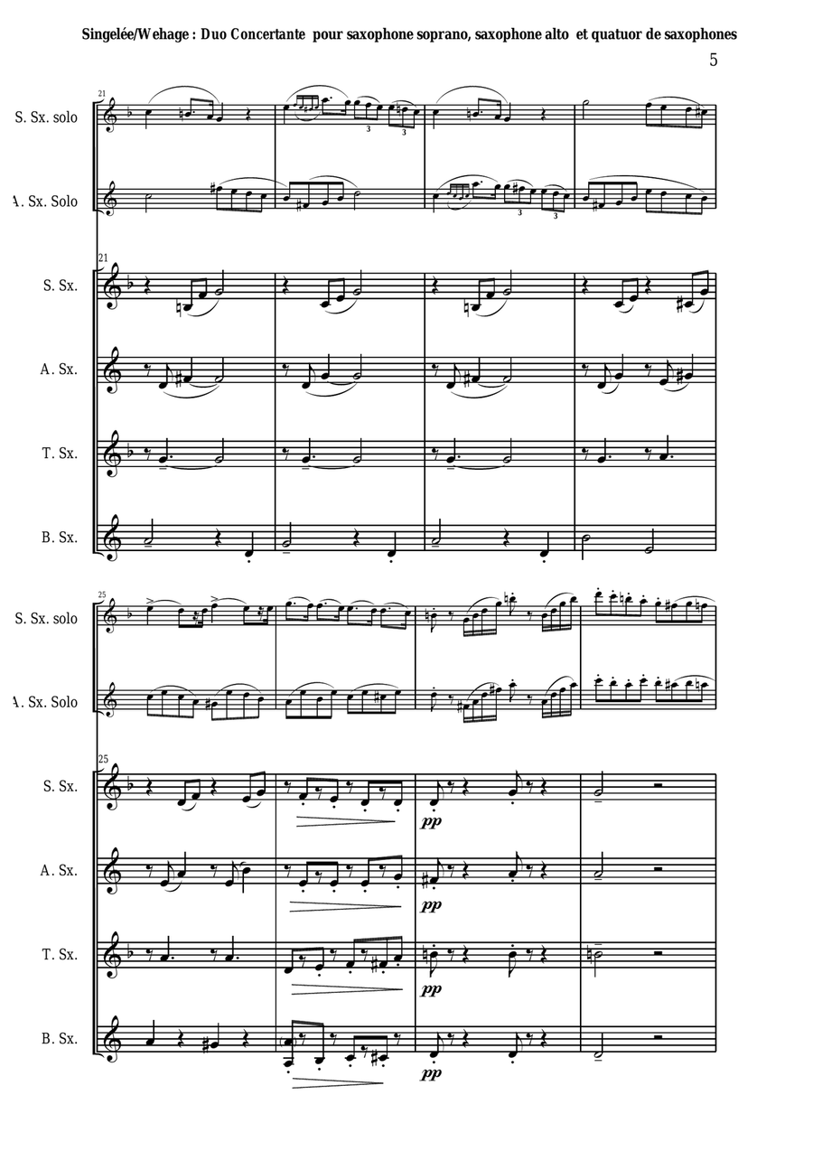 Jean-Baptiste Singelée Duo Concertante, Opus 55 arranged for soprano saxophone, alto saxophone and S Woodwind Quartet scores gallery preview page 5