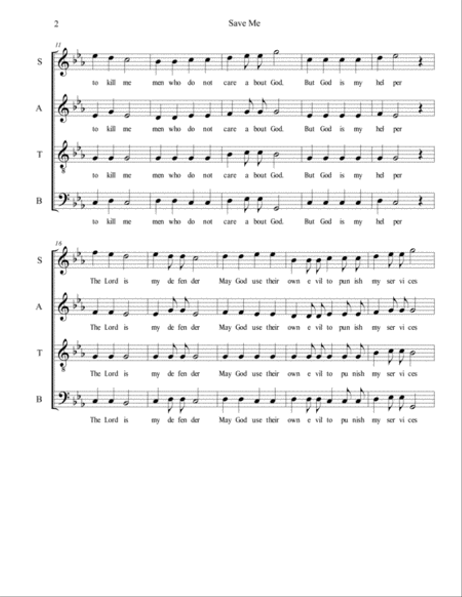 Save Me Psalm 54 4-Part scores gallery preview page 2