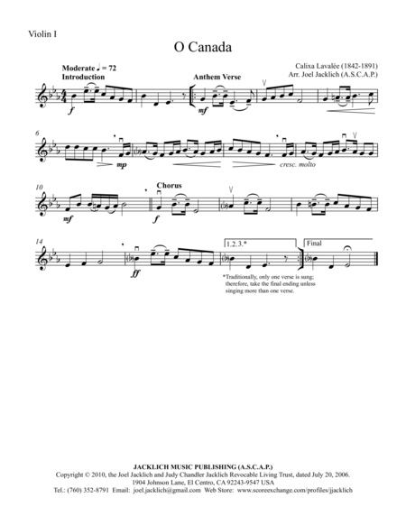 O Canada (String Quartet) image number null