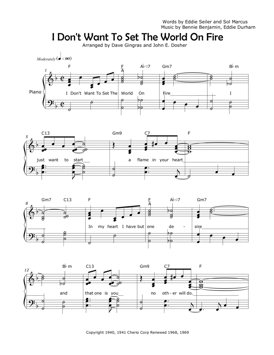 I Don't Want To Set The World On Fire Voice scores gallery preview page 1