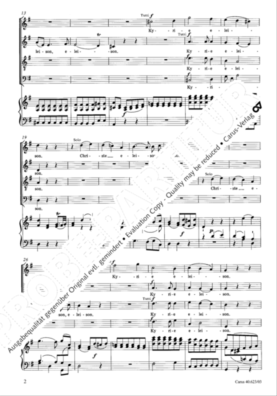 Missa brevis in G major 4-Part scores gallery preview page 5