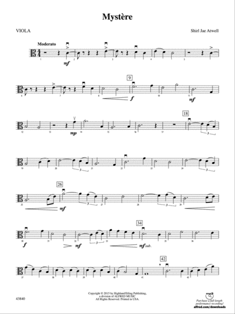 Mystère: Viola Mystère: Viola String Orchestra scores gallery preview page 1