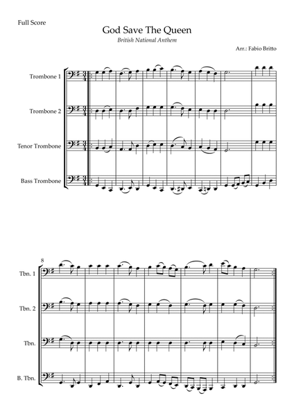 God Save The Queen (British National Anthem) for Trombone Quartet image number null