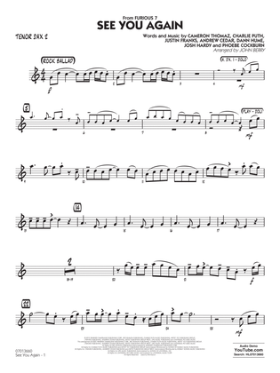 See You Again (from Furious 7) (arr. John Berry) - Tenor Sax 2
