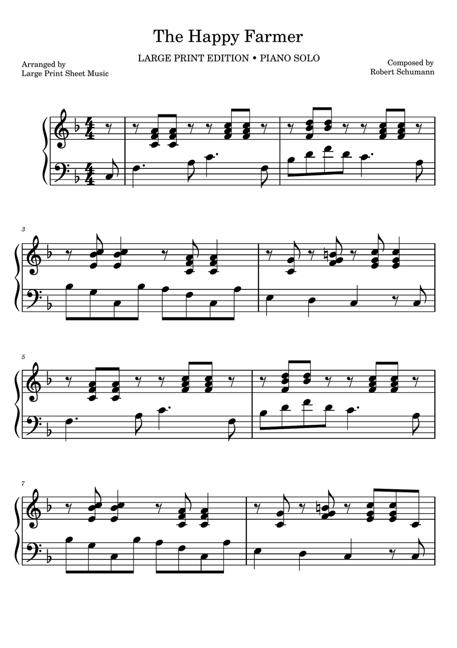 The Happy Farmer | LARGE PRINT | Piano Solo Chamber Music scores gallery preview page 1
