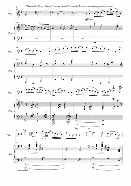 5 mélodies hébraïques traditionnelles pour violoncelle et piano --- Score and Parts --- JCM 2016 image number null