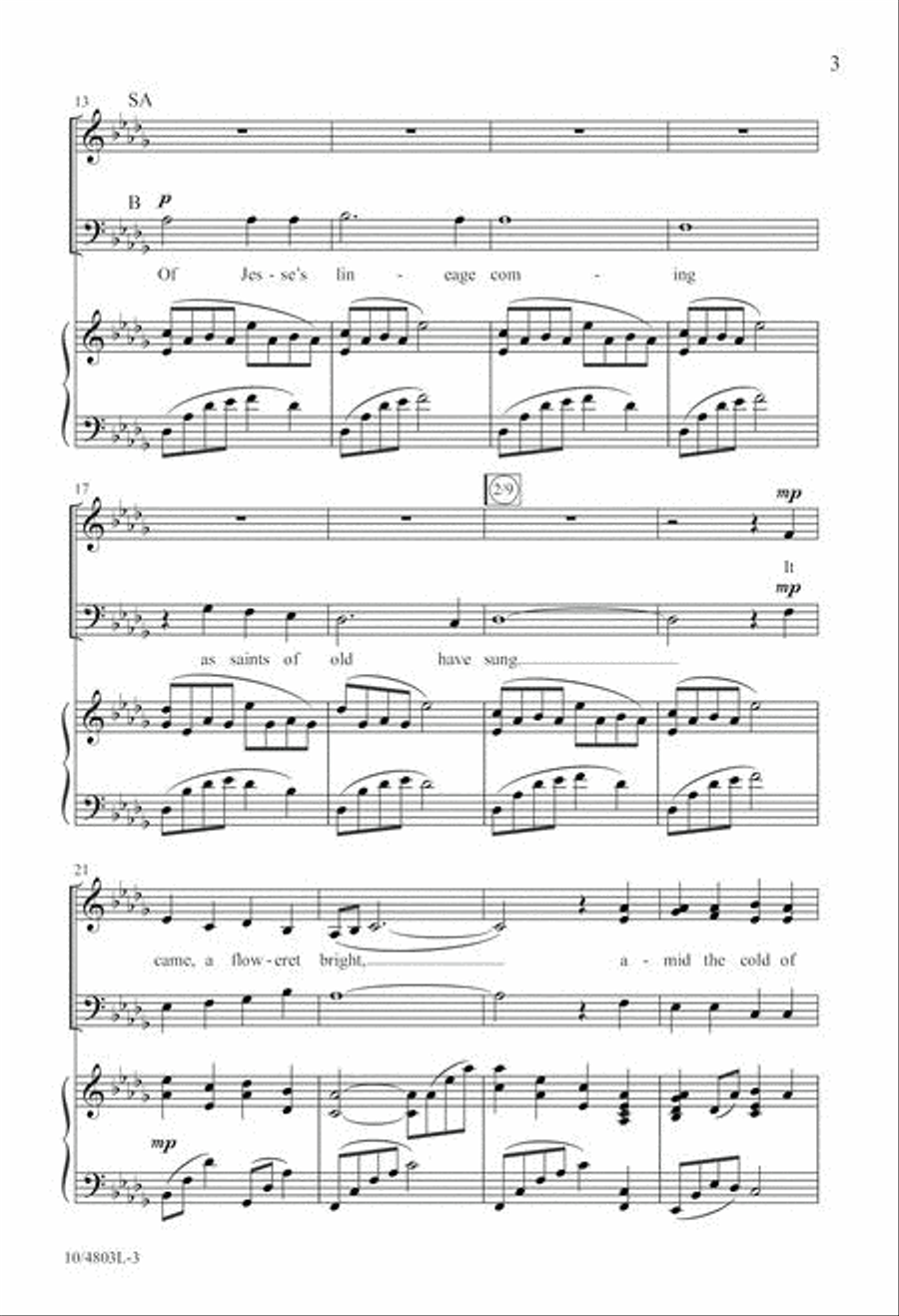 Lo, How a Rose E'er Blooming 3-Part scores gallery preview page 3