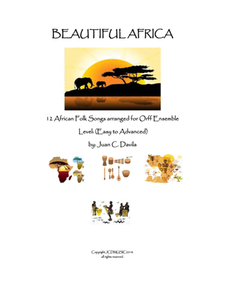 Book cover for "Beautiful Africa" 12 African Folk Songs arranged for Orff Ensemble (E book)