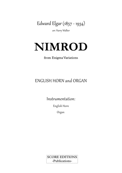 Elgar – Nimrod (for English Horn and Organ) by Edward Elgar English Horn - Digital Sheet Music