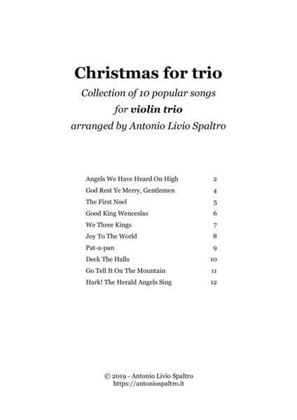 Christmas Carols Collection for Violin Trio