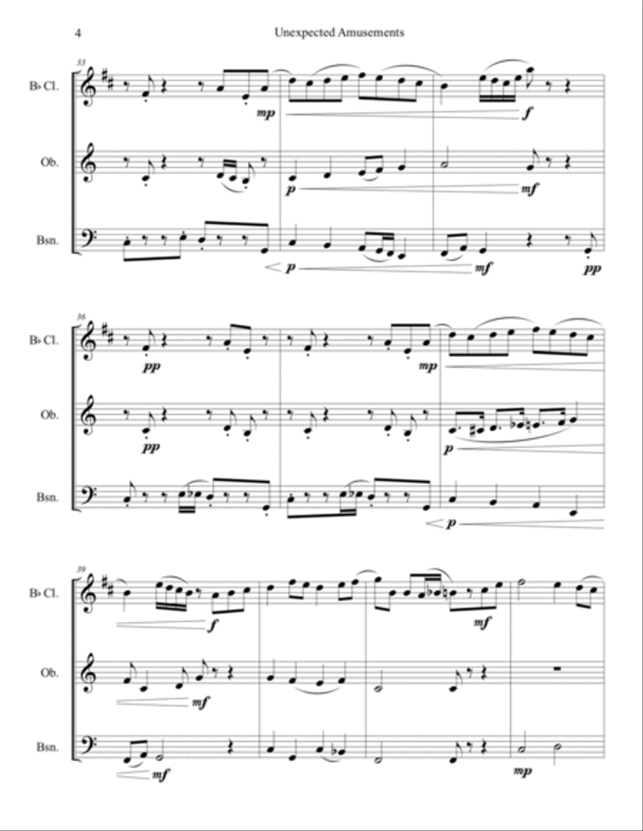 Unexpected Amusements Facilitating Hijinks of Chaotic Invention Woodwind Trio scores gallery preview page 4
