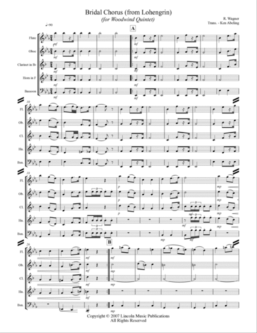 Wedding Processional & Recessional (for Woodwind Quintet) Woodwind Quintet scores gallery preview page 2