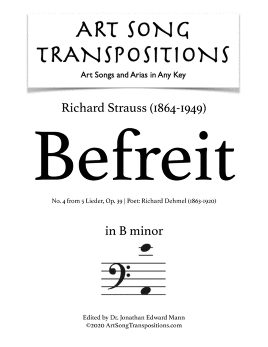 STRAUSS: Befreit, Op. 39 no. 4 (transposed to B minor, bass clef)