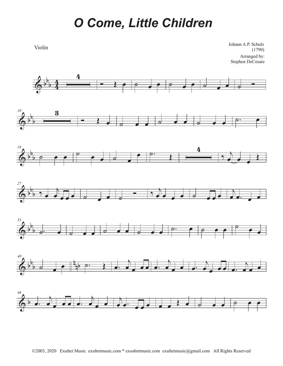 O Come, Little Children (Duet for Violin and Cello) Piano Trio scores gallery preview page 6