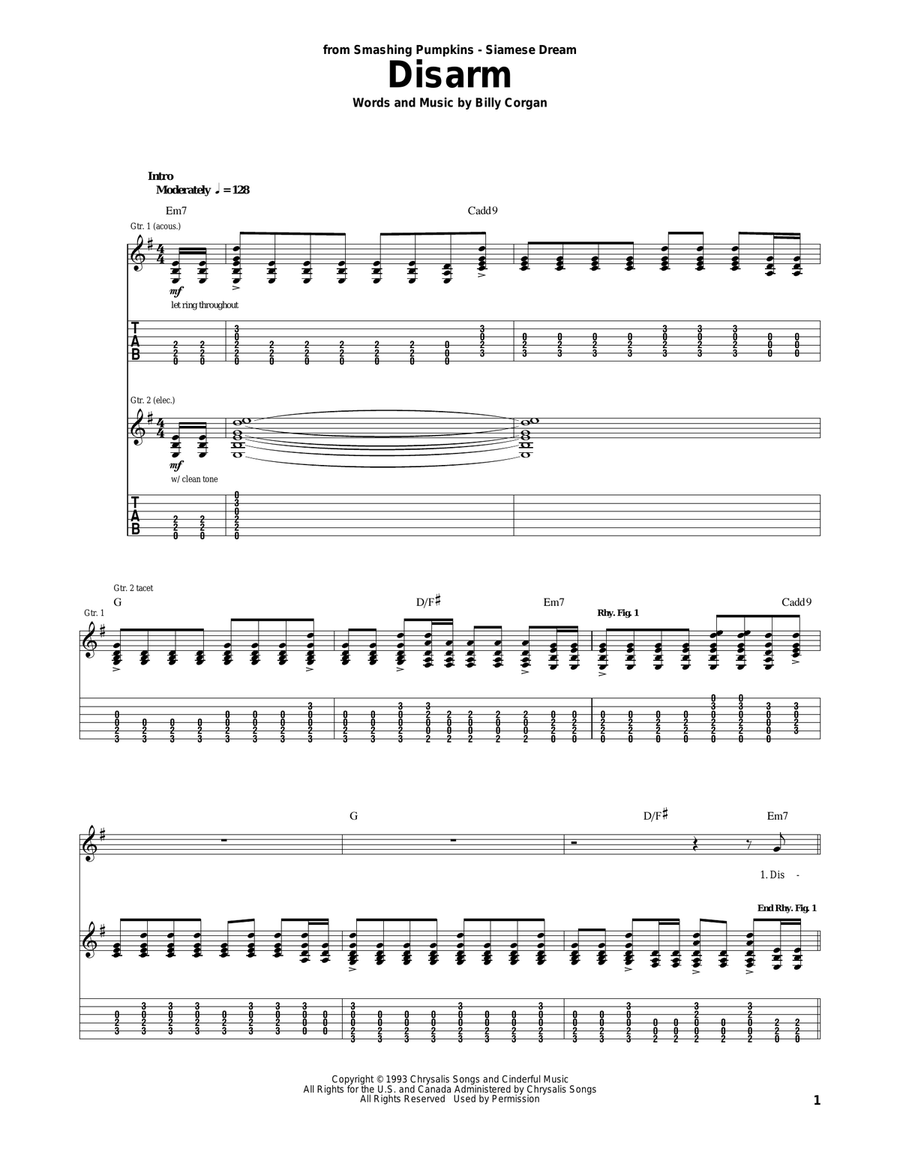 Disarm Acoustic Guitar scores gallery preview page 1