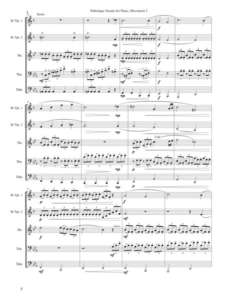 Beethoven Pathetique Sonata, Mov't. 2, arranged for Brass Quintet image number null