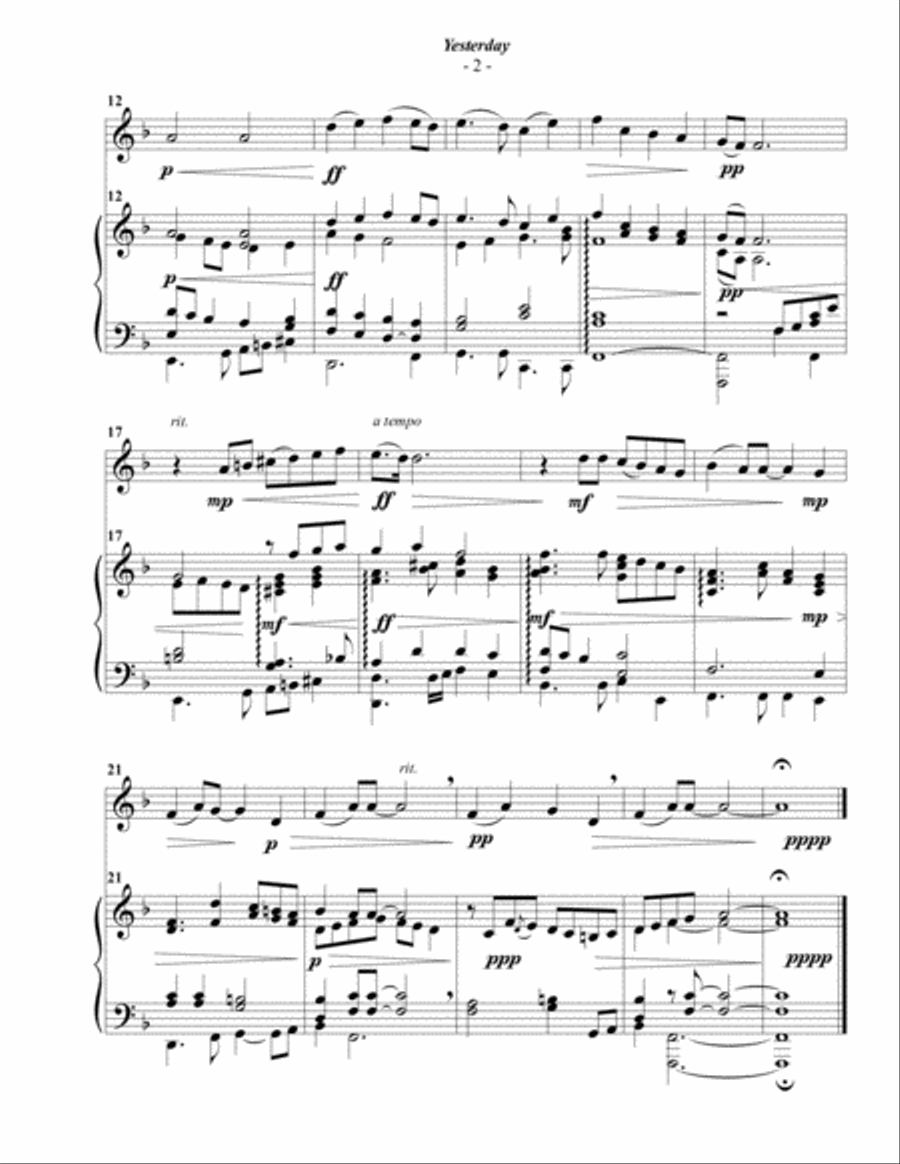 Yesterday Handbell Choir scores gallery preview page 2