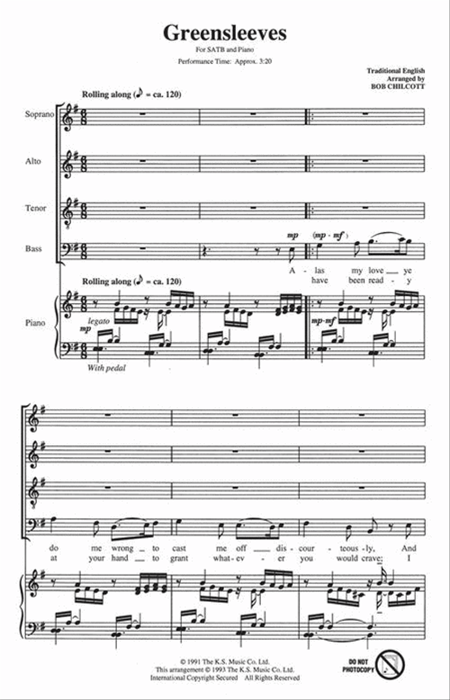Greensleeves Greensleeves 4-Part scores gallery preview page 3